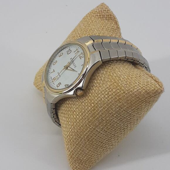 Revolve Quartz White Dial Japan Movt Men's Wristwatch Two Tone Gold Silver Steel - Picture 6 of 13